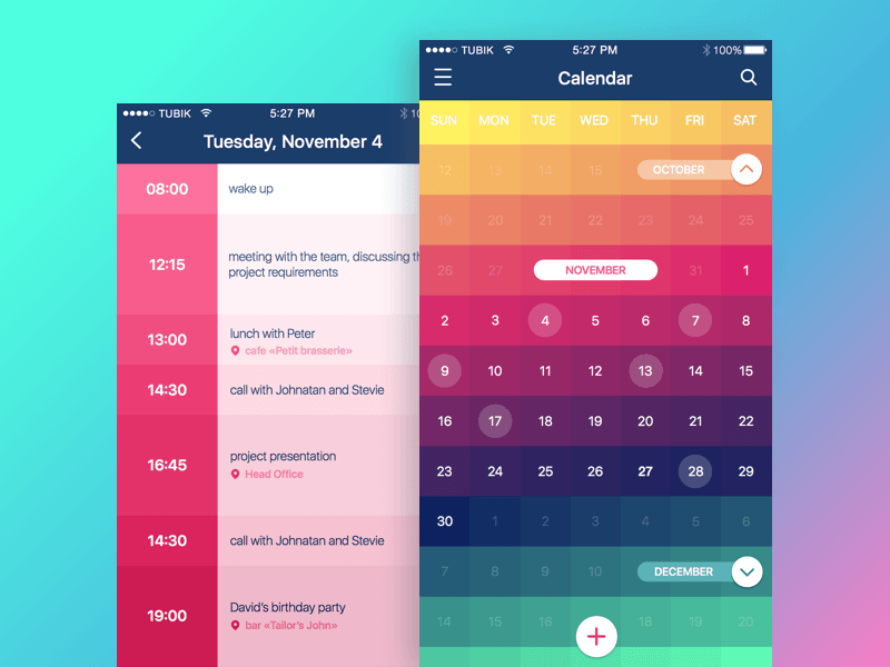 calendar app UI design 