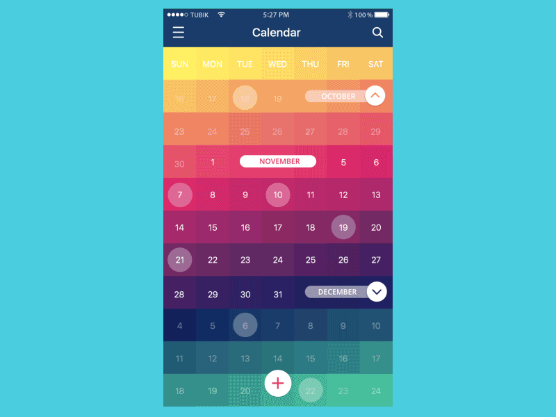 calendar app interface animation