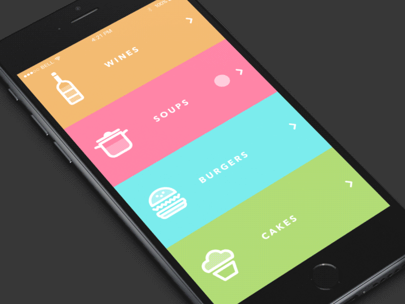 UI animation restaurant app