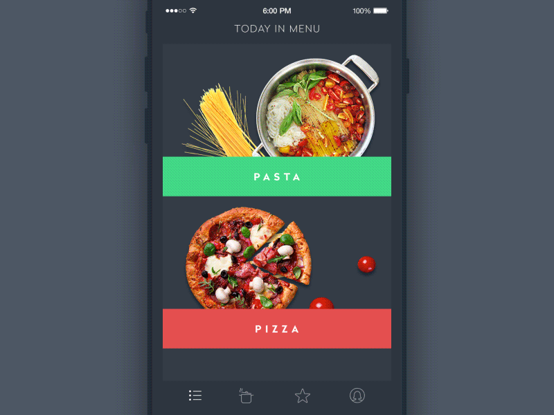 UI animation recipe and cooking app