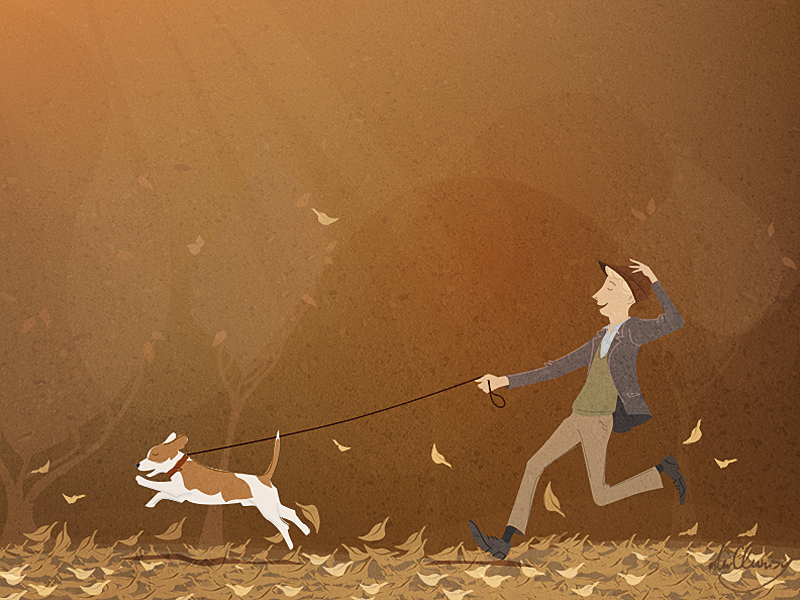 autumn run illustration