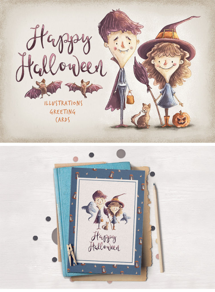halloween cards illustrations