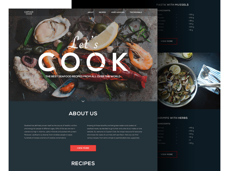 seafood_recipe_website_landing_tubik