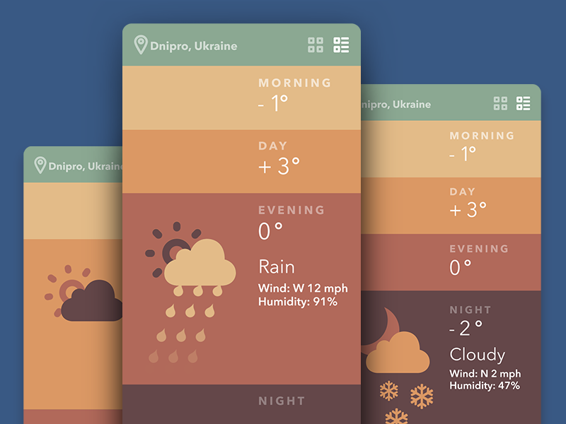 Sunny and Rainy Design: Weather Apps UI Collection
