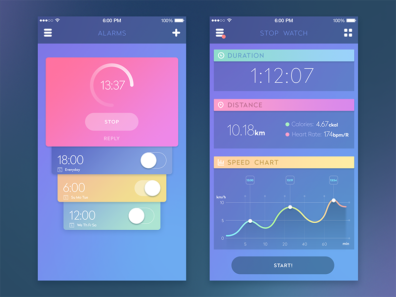 Time to Get Fit. Fitness Apps Design Collection