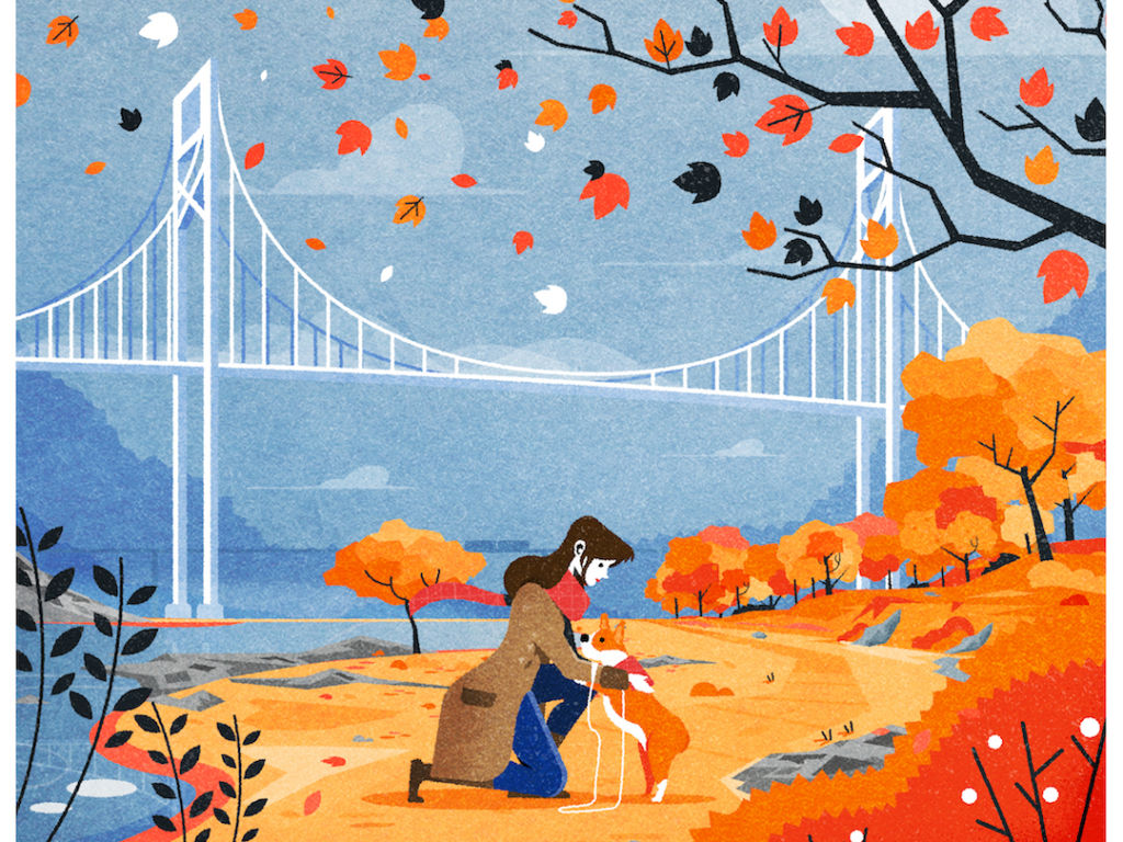 autumn city illustration