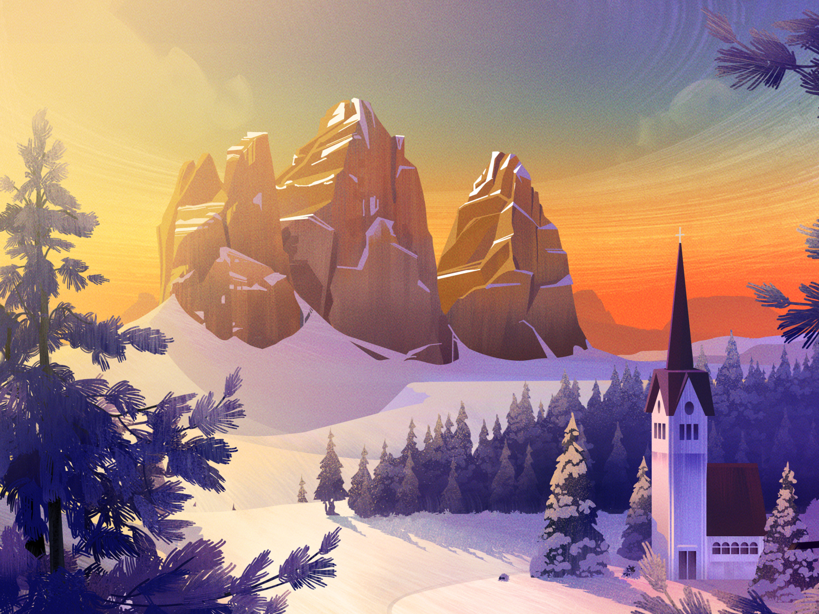 winter landscape illustration
