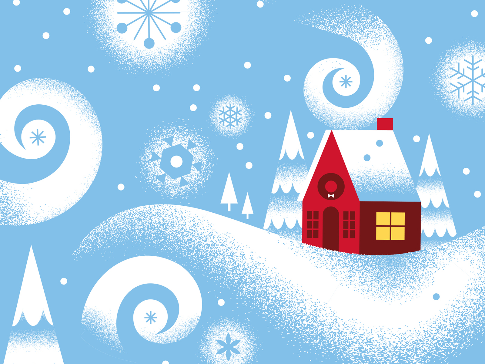 winter house illustration