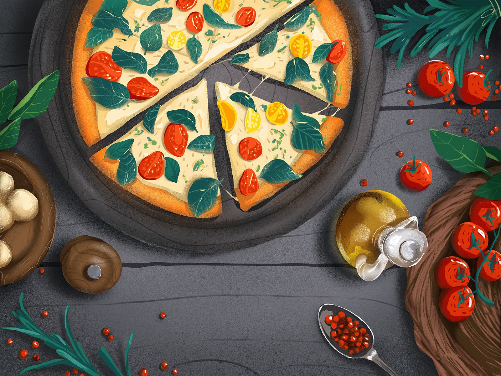 Italian food illustration