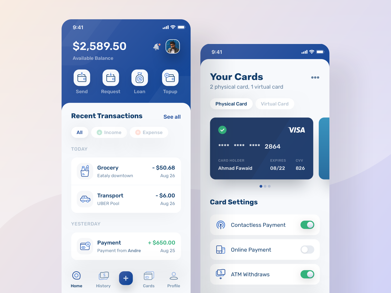 finance mobile app design