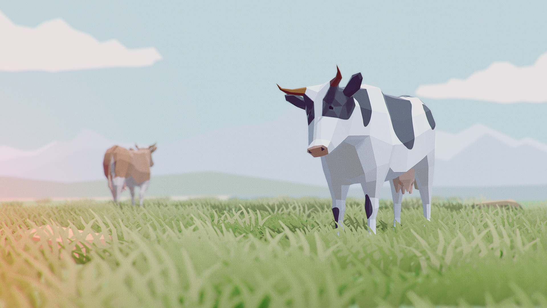 low poly animals cow