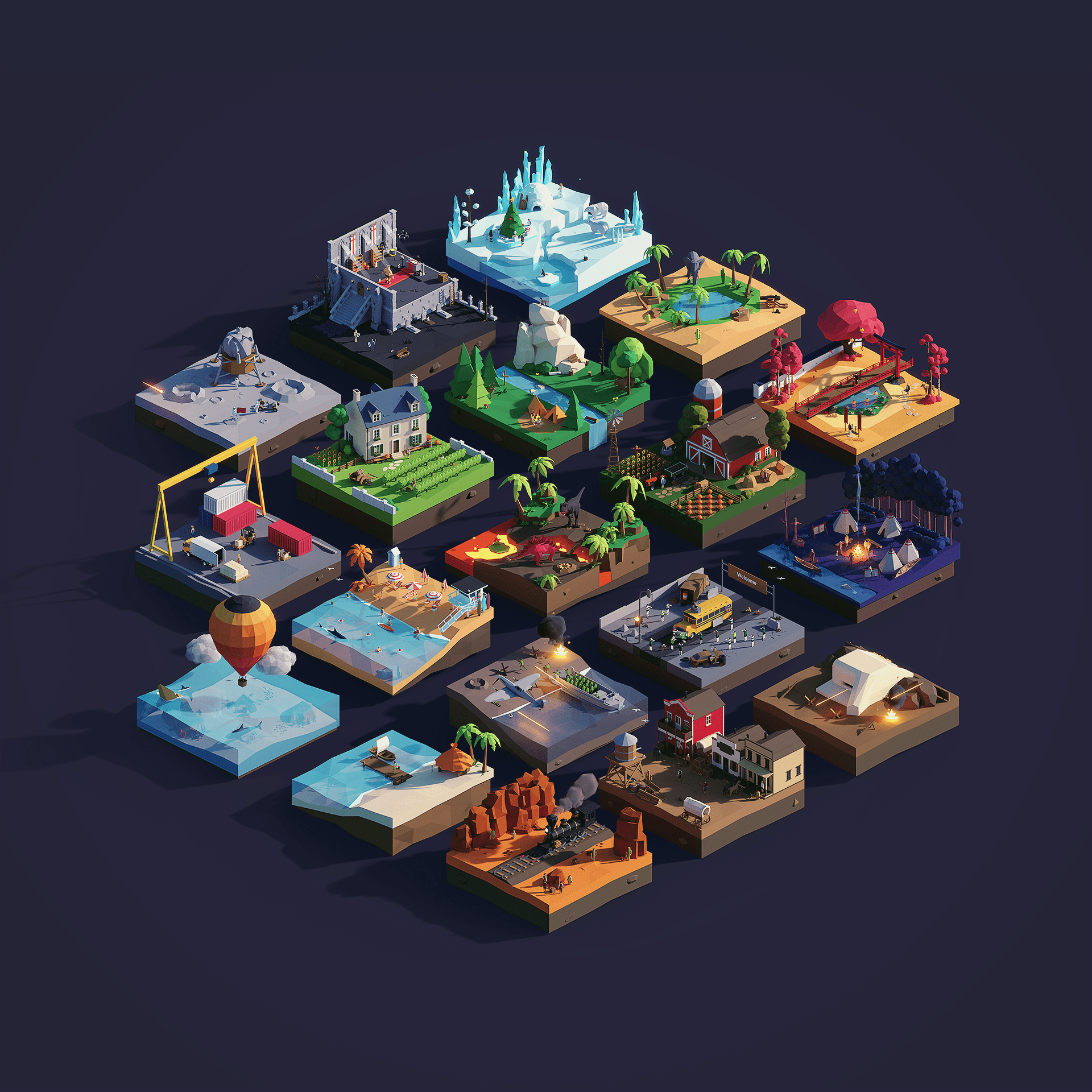 low poly worlds illustration