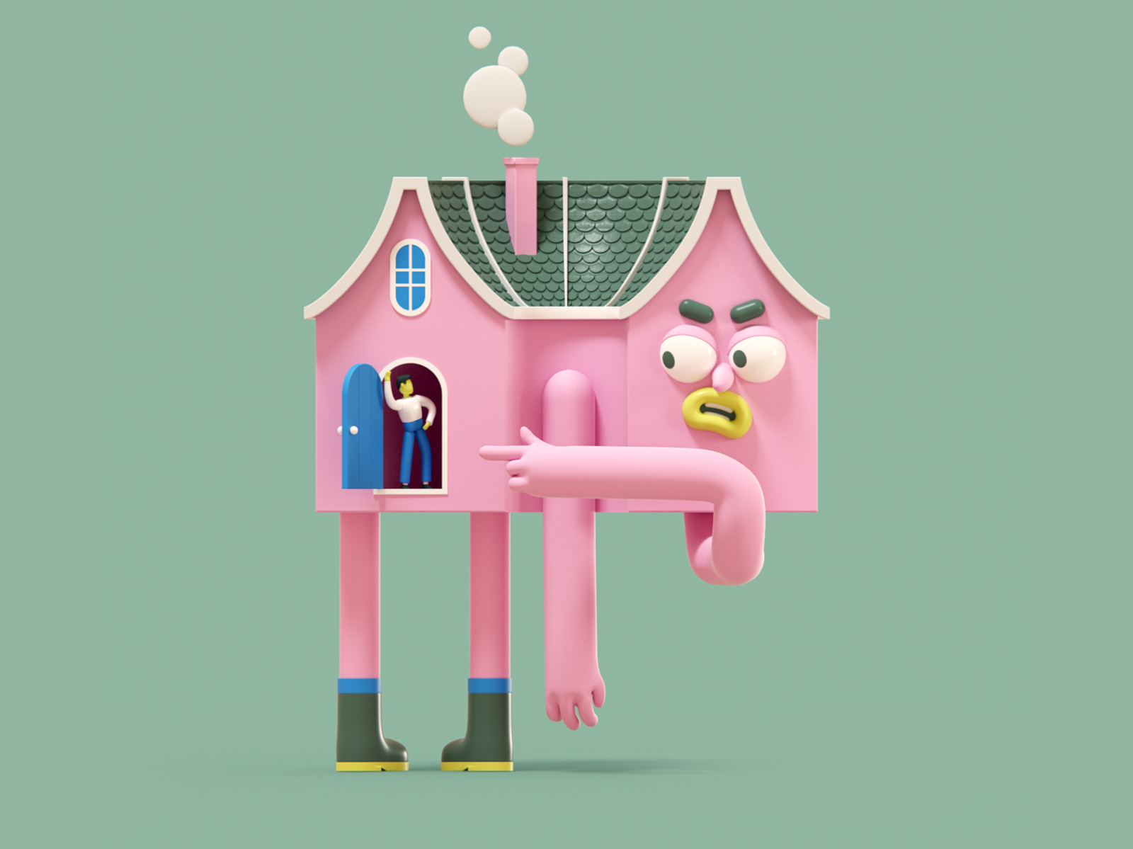 stay home illustration 3d