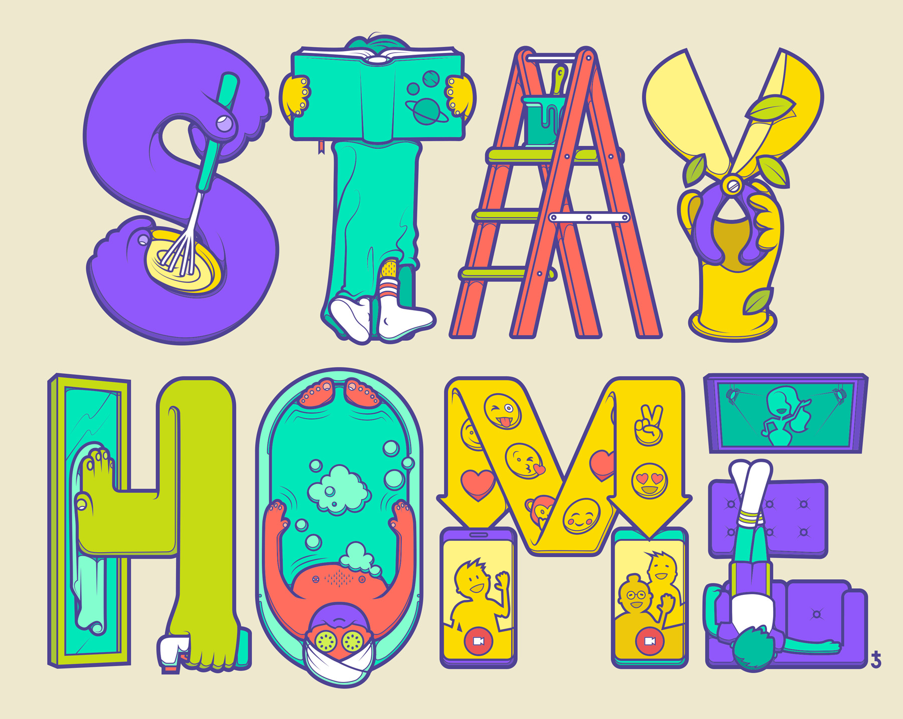 stay home illustration