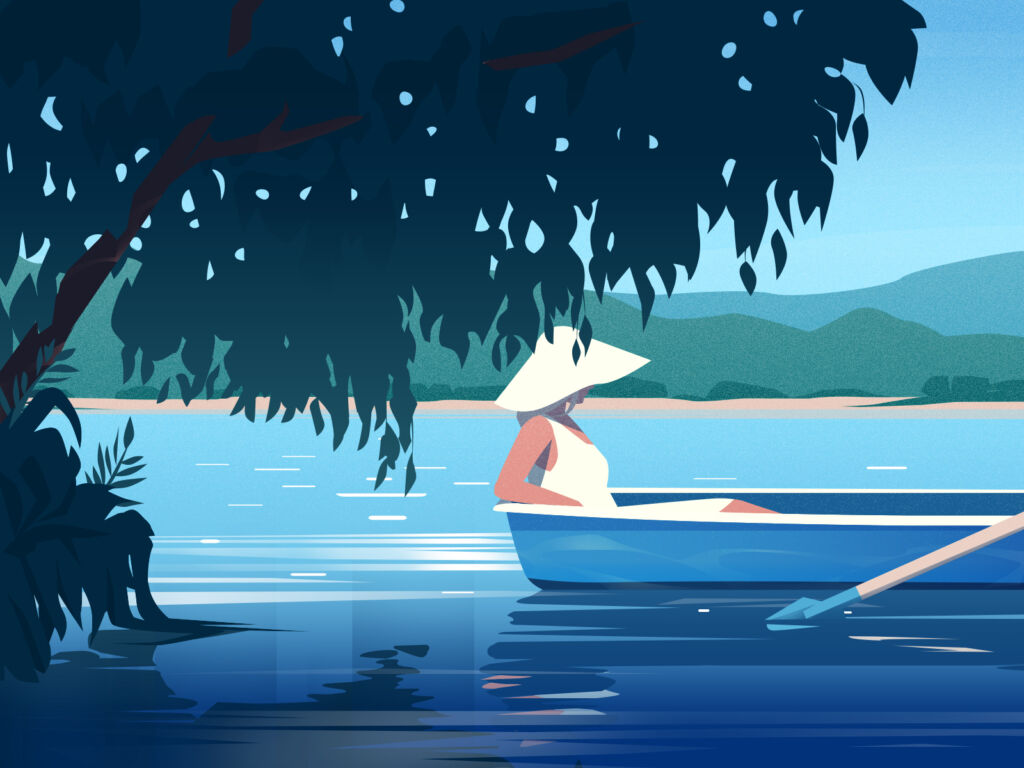summer lake illustration