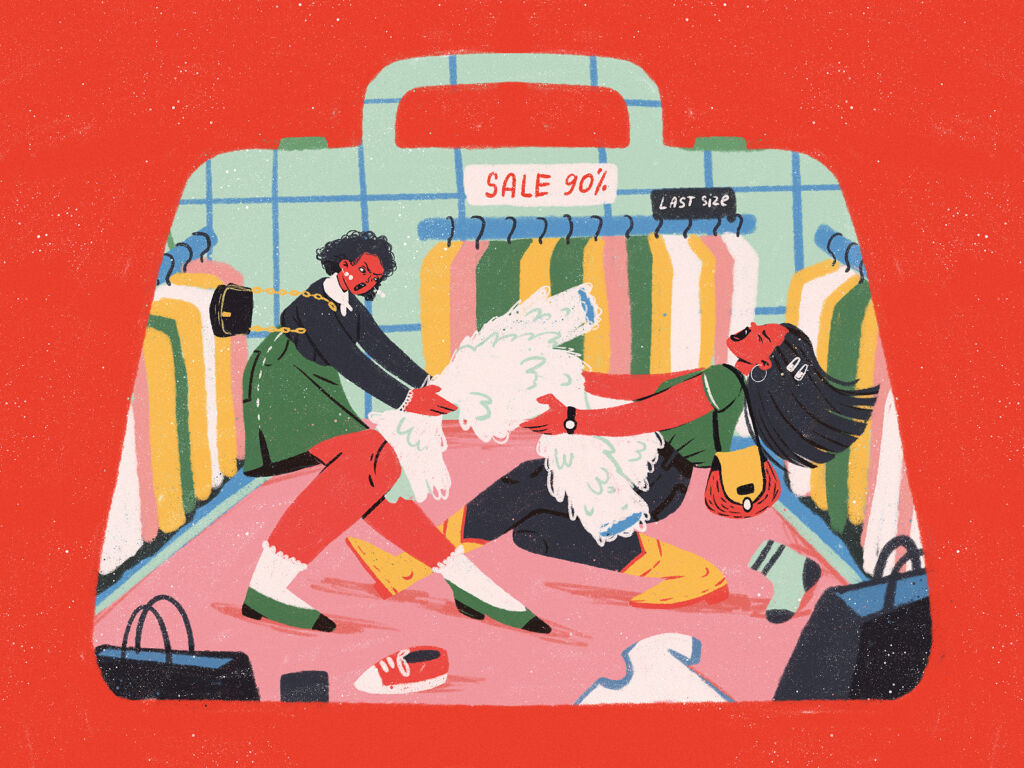 black friday shopping madness illustration
