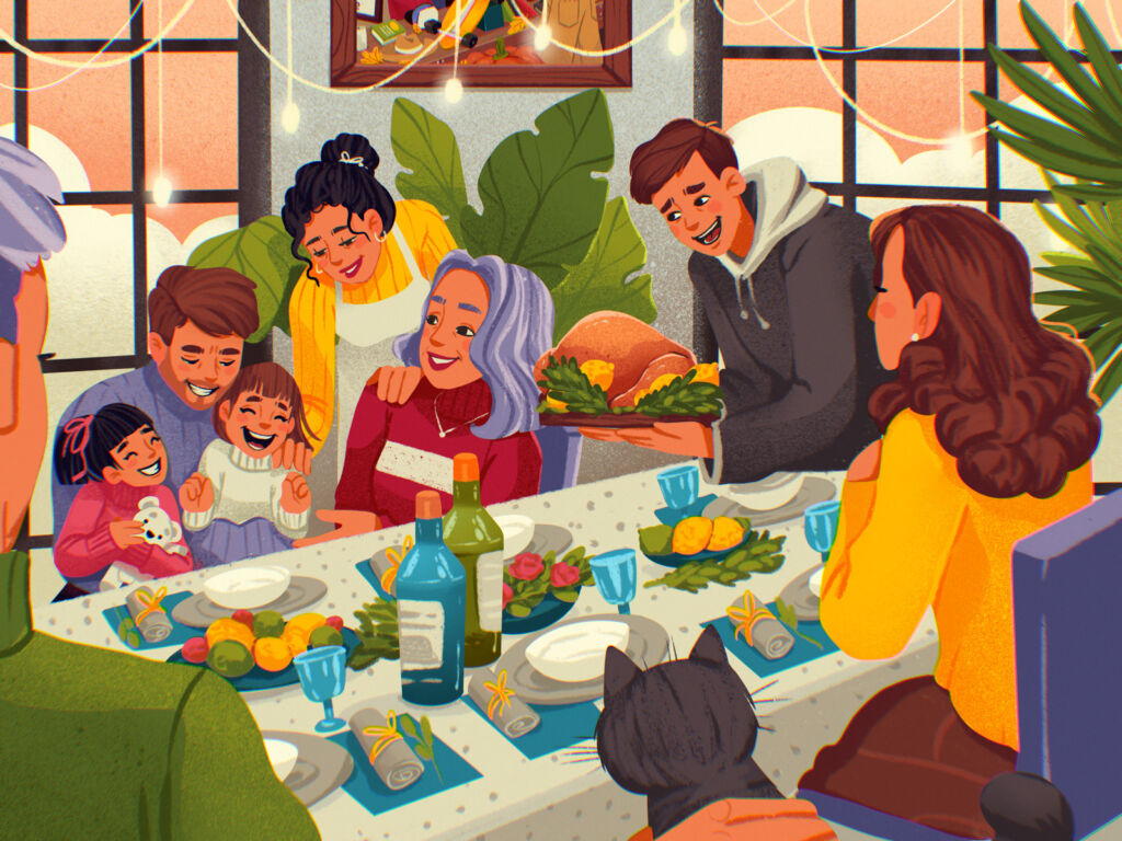 thanksgiving dinner illustration tubikarts