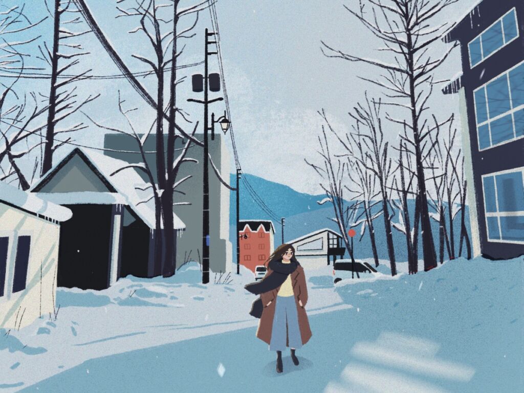 winter city illustration