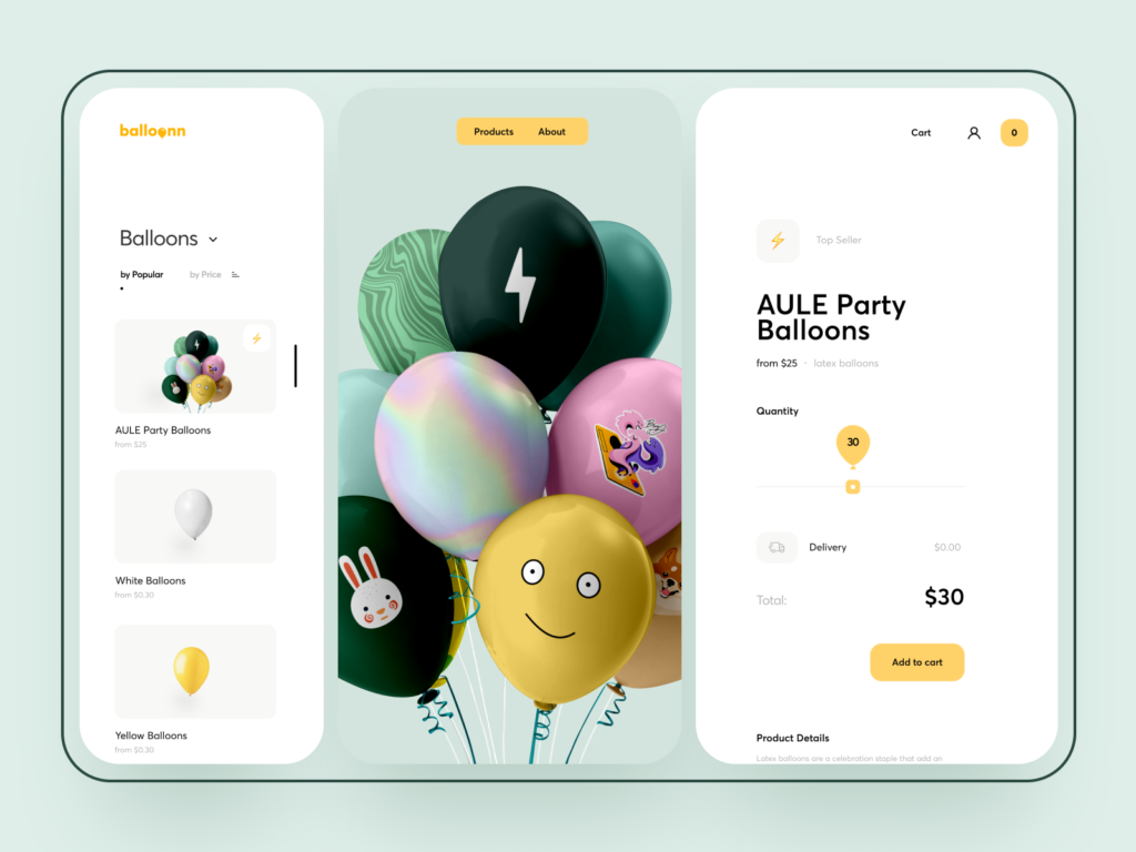 website design balloon ecommerce