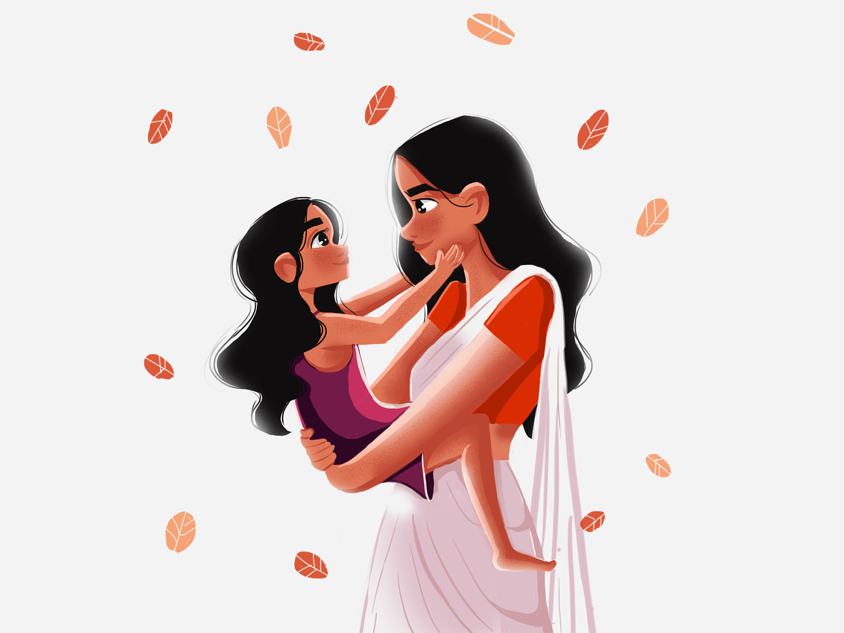 mother daughter illustration