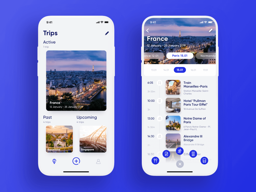 travel planner app UI_tubik
