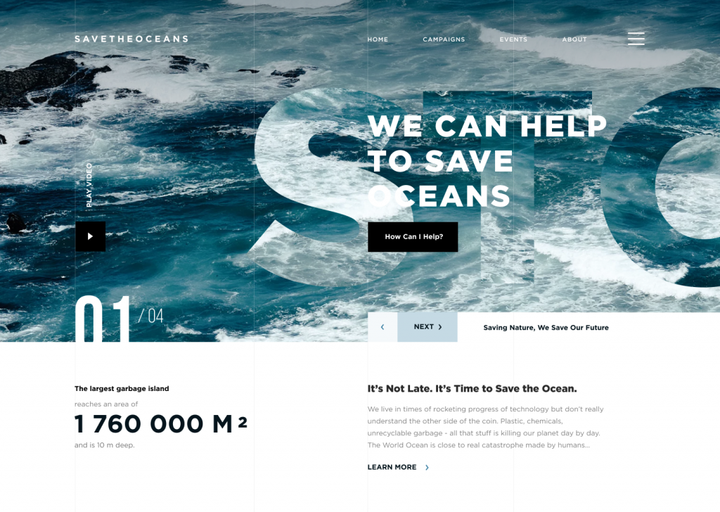 save the oceans website tubik agency design