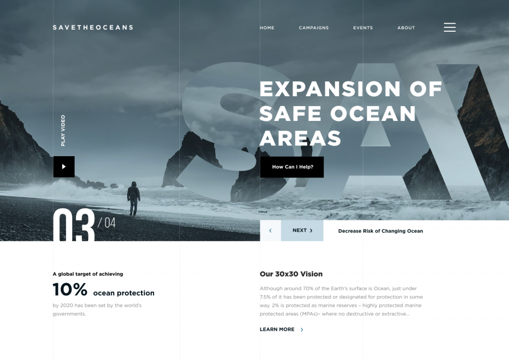 save the oceans website tubik agency design