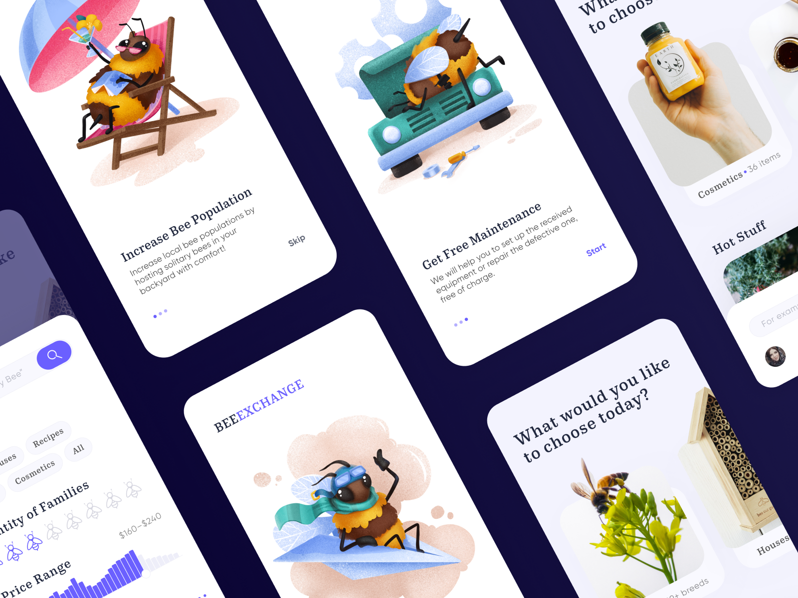 bee and honey app onboarding