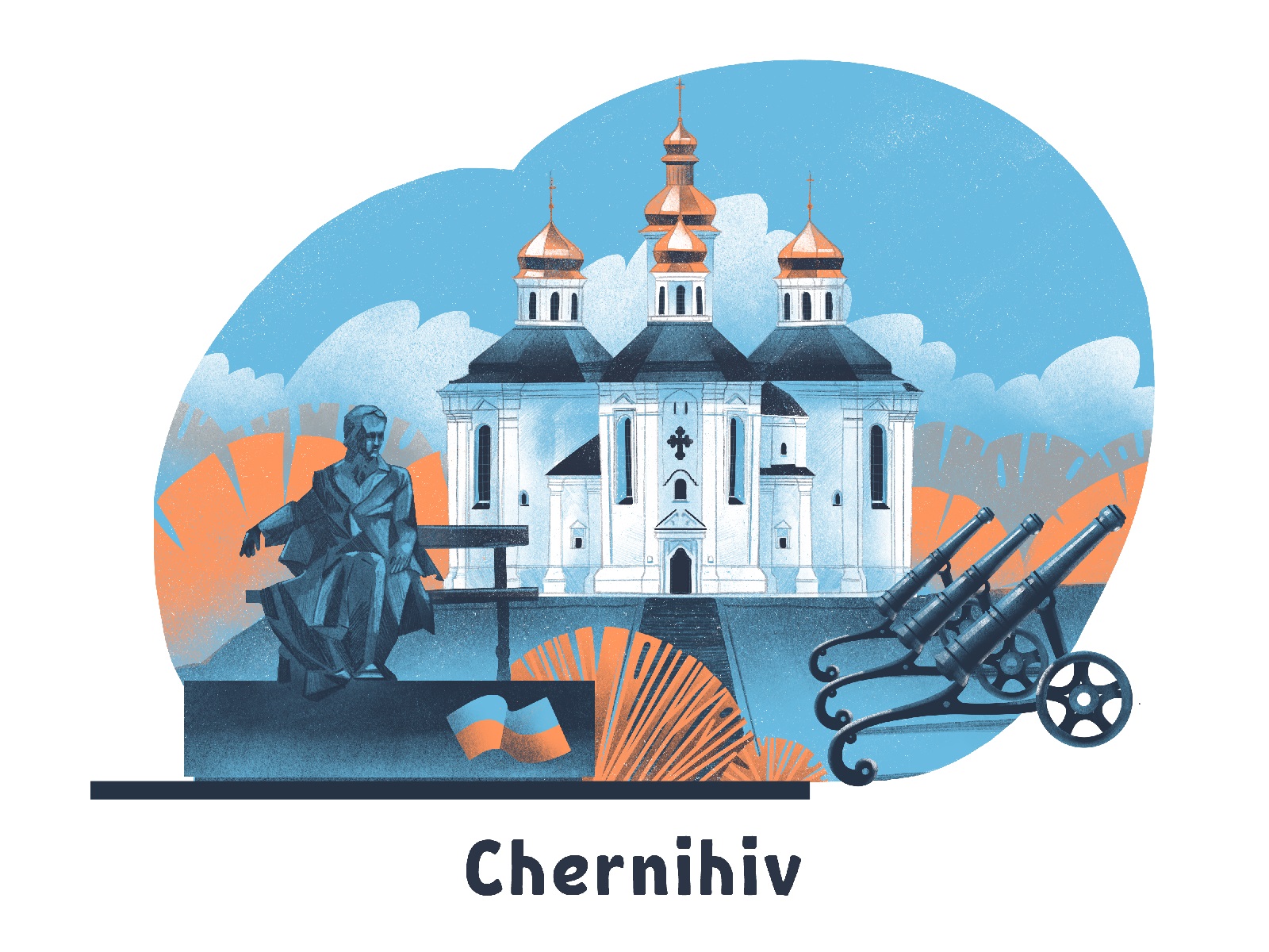 Cities of Ukraine Chernihiv tubikarts illustration