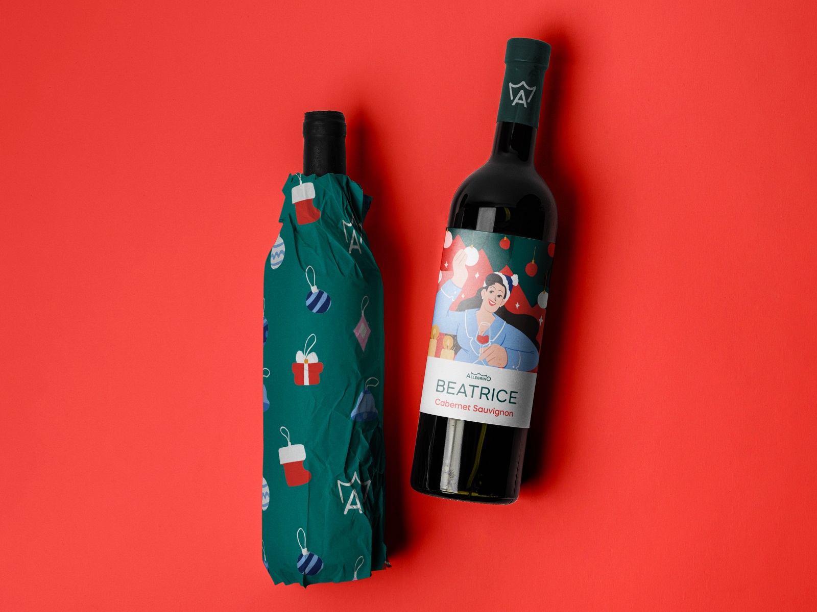 holiday wine bottles packaging tubik