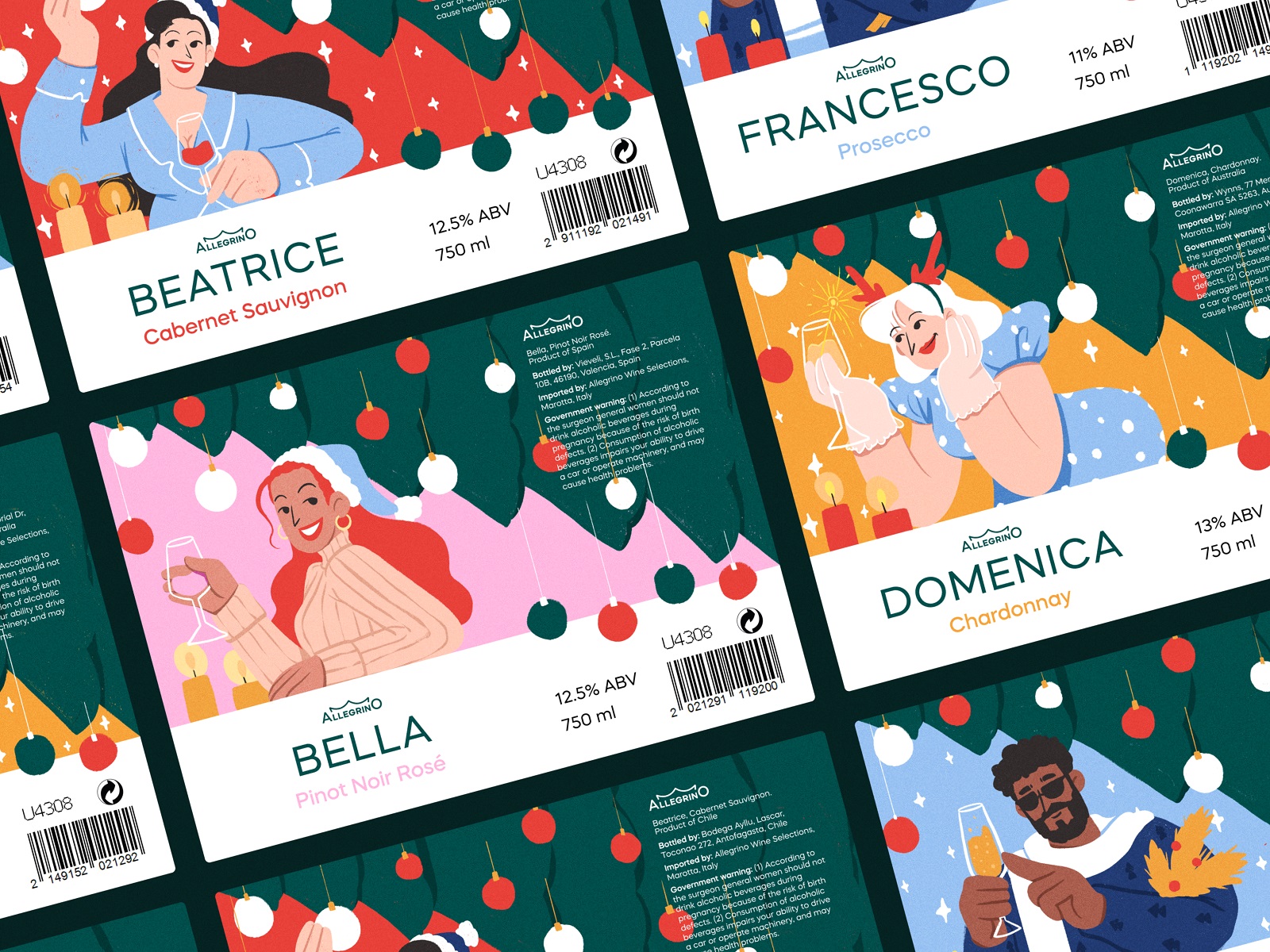 holiday wine labels design tubikarts