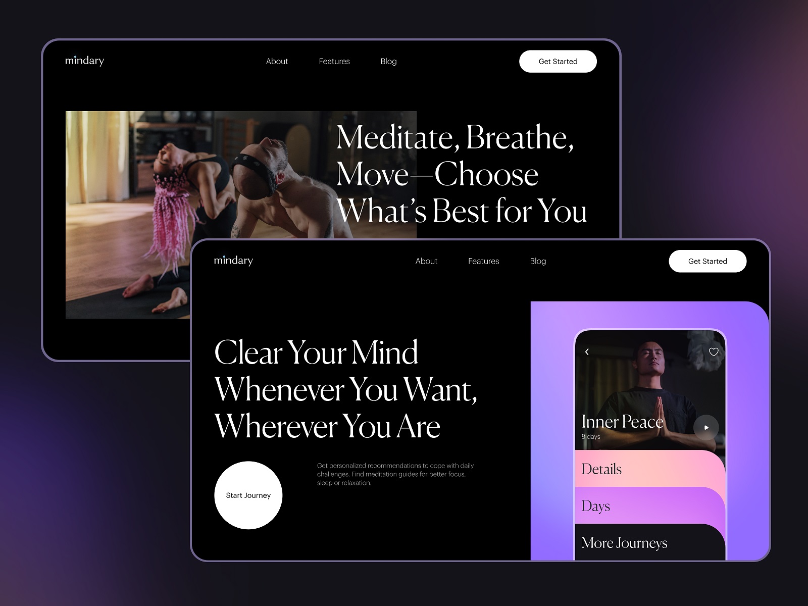 mindfulness app website tubik design