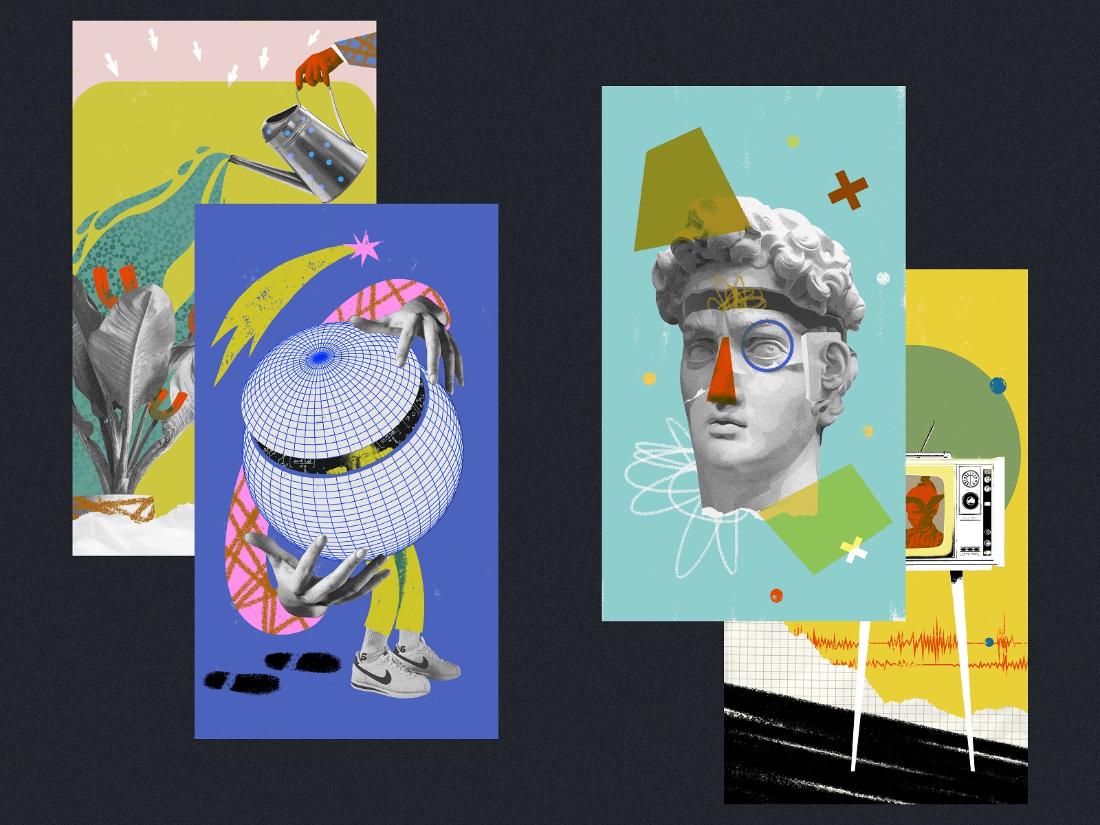 physica magazine collage illustrations tubik design