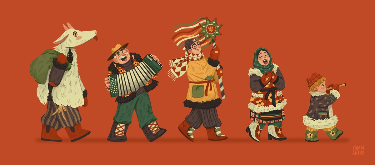 christmas greeting cards maryna solomennykova yamm arts design4users character art