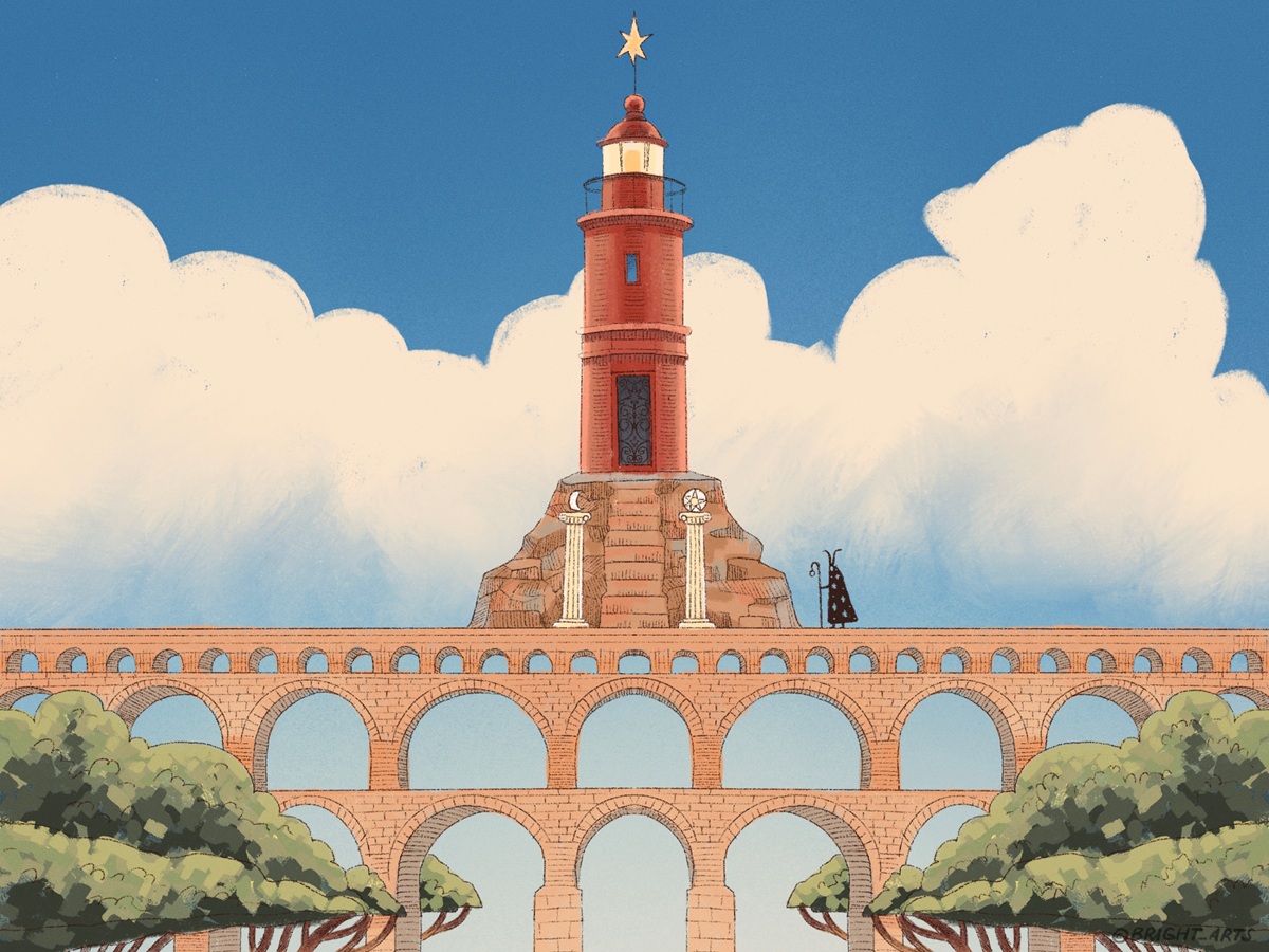 lighthouse illustrations yaroslava yatsuba illustration art