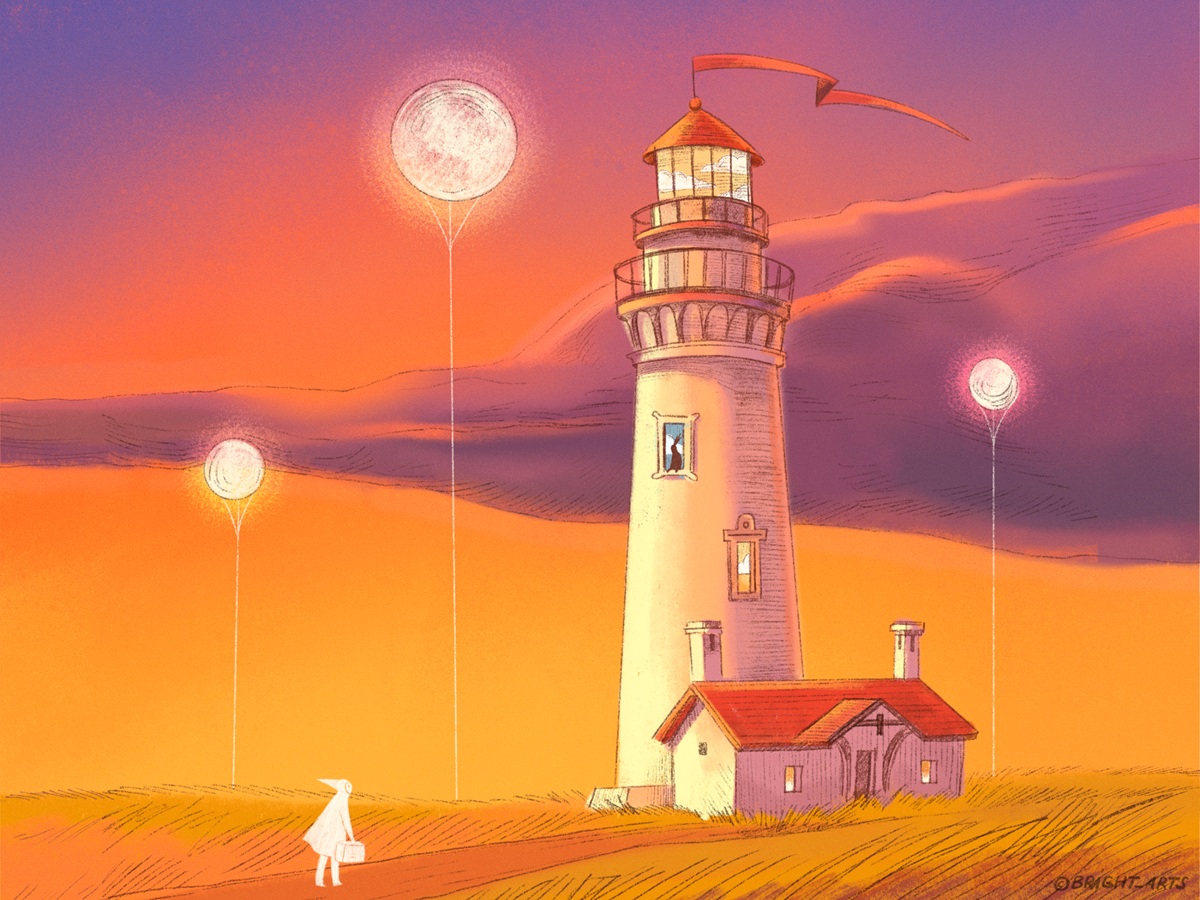 lighthouse illustrations yaroslava yatsuba illustration art