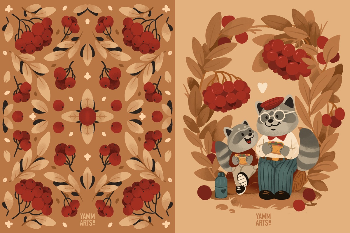 maryna solomennykova illustration art greeting cards autumn design4users