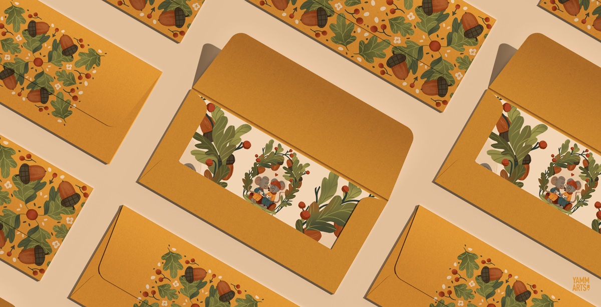 maryna solomennykova illustration art greeting cards autumn design4users