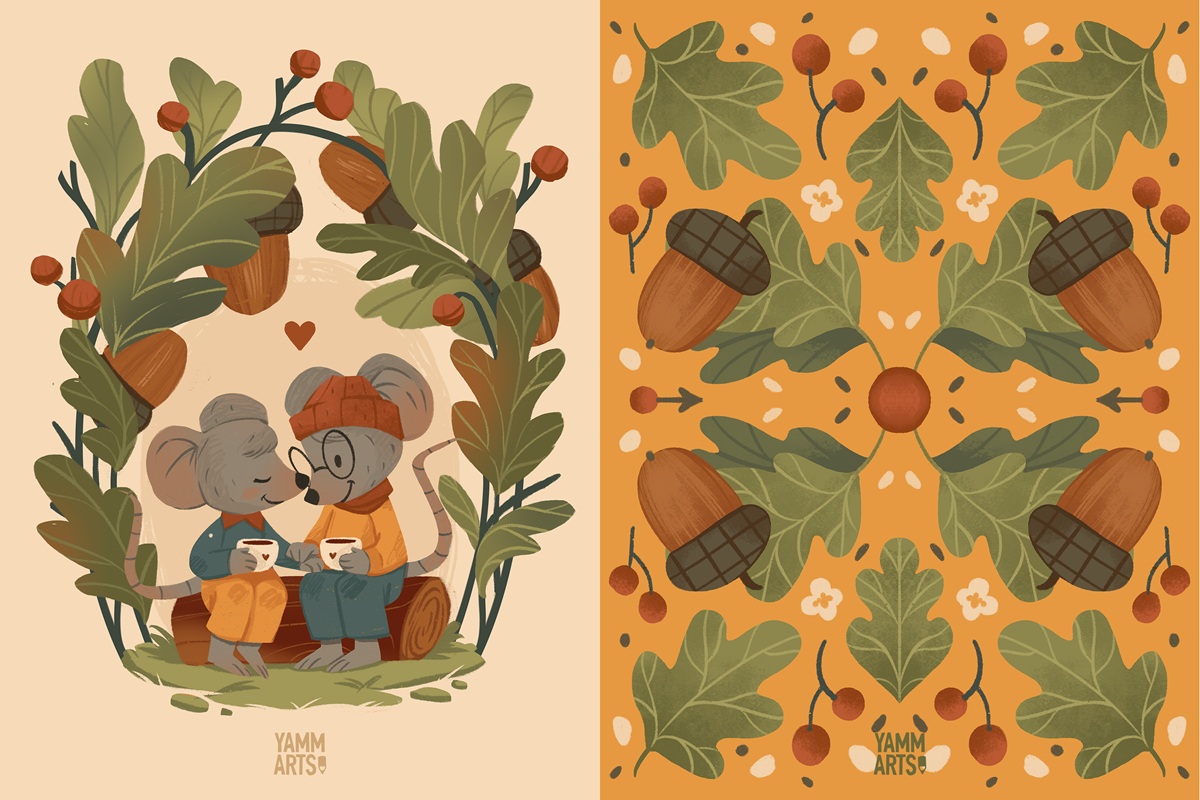 maryna solomennykova illustration art greeting cards autumn design4users