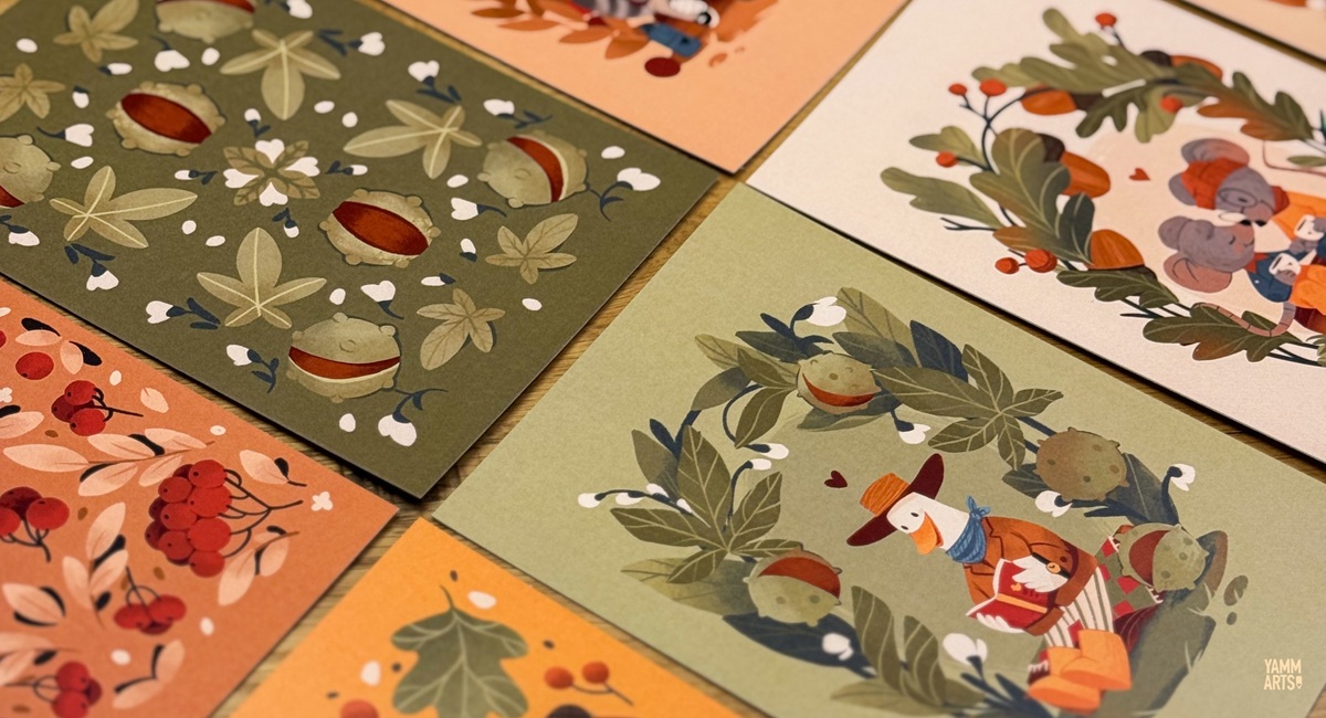 maryna solomennykova illustration art greeting cards autumn design4users