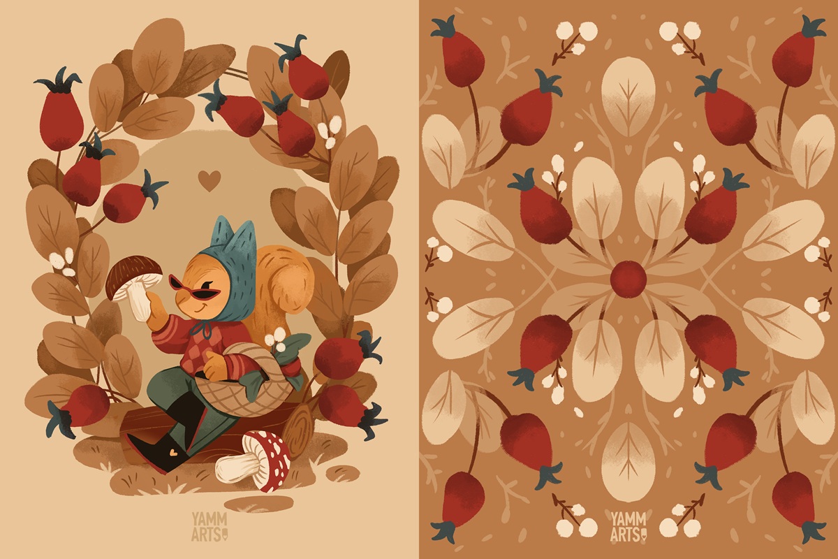 maryna solomennykova illustration art greeting cards autumn design4users