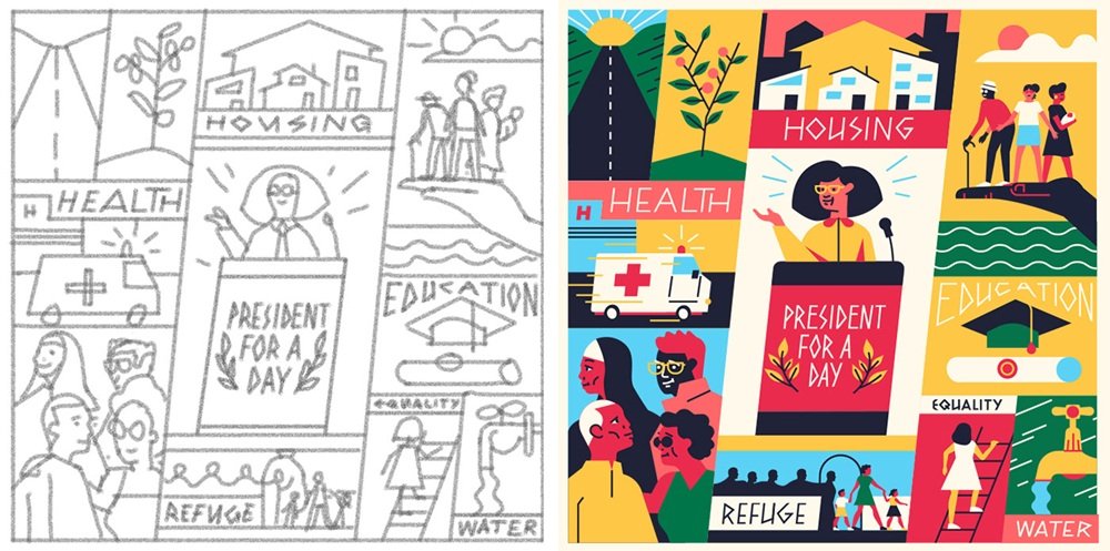 muti editorial illustration African Youth Survey design4users