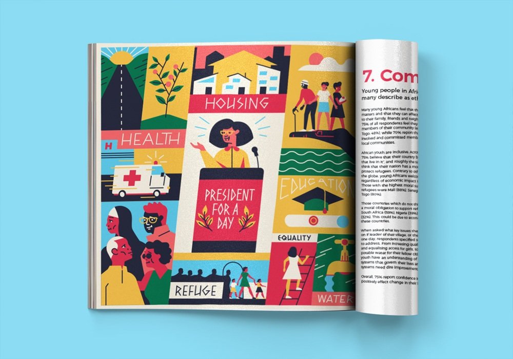 muti editorial illustration African Youth Survey design4users