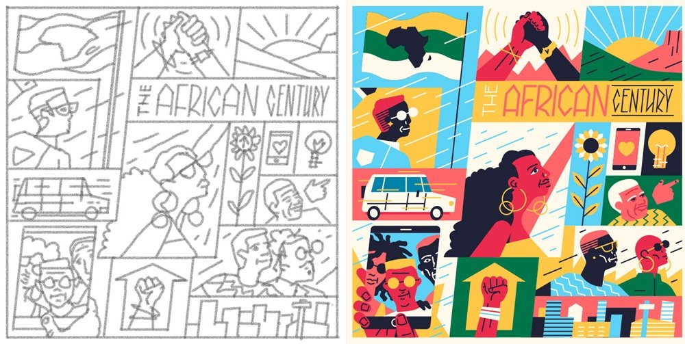 muti editorial illustration African Youth Survey design4users